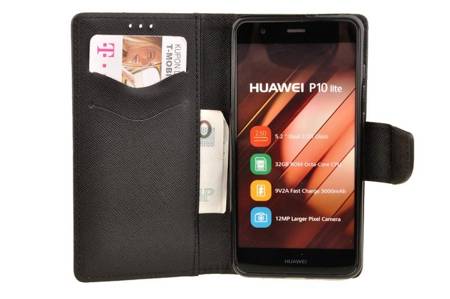 Etui portfel Fancy Case do Huawei P10 Lite czarny